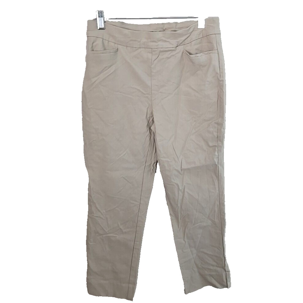 Chico's Beige Chino Straight Leg Career Casual Pull On Pants Womans Size 6